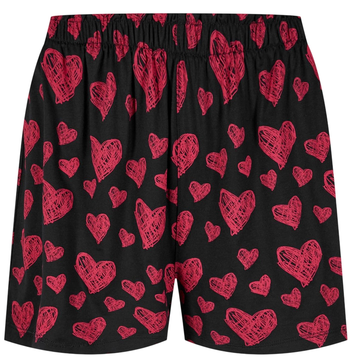 Red - Back - Hugo Womens-Ladies Nikka Hearts Pyjama Shorts