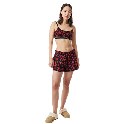 Red - Lifestyle - Hugo Womens-Ladies Nikka Hearts Pyjama Shorts