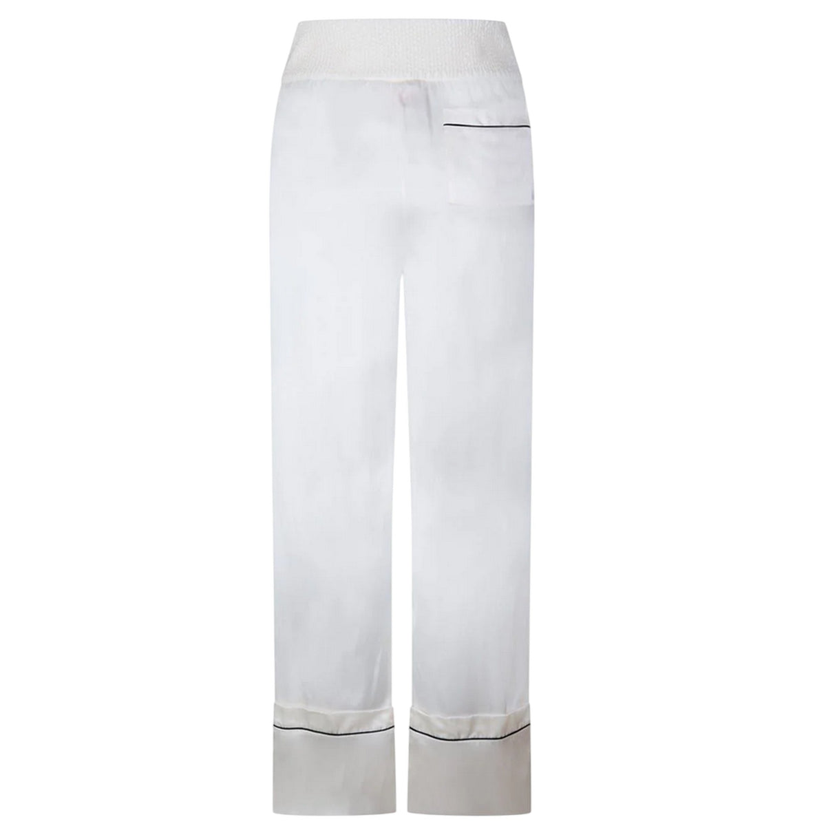 White - Back - Off White Womens-Ladies Satin Pyjama Bottoms