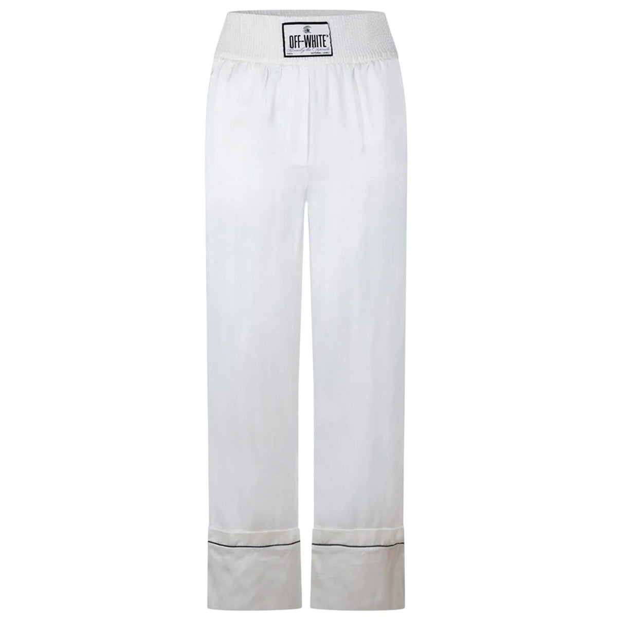 White - Front - Off White Womens-Ladies Satin Pyjama Bottoms