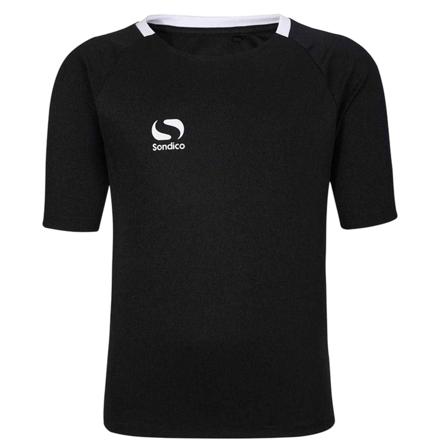 Black-White - Front - Sondico Boys Fundamental Logo Polo Shirt