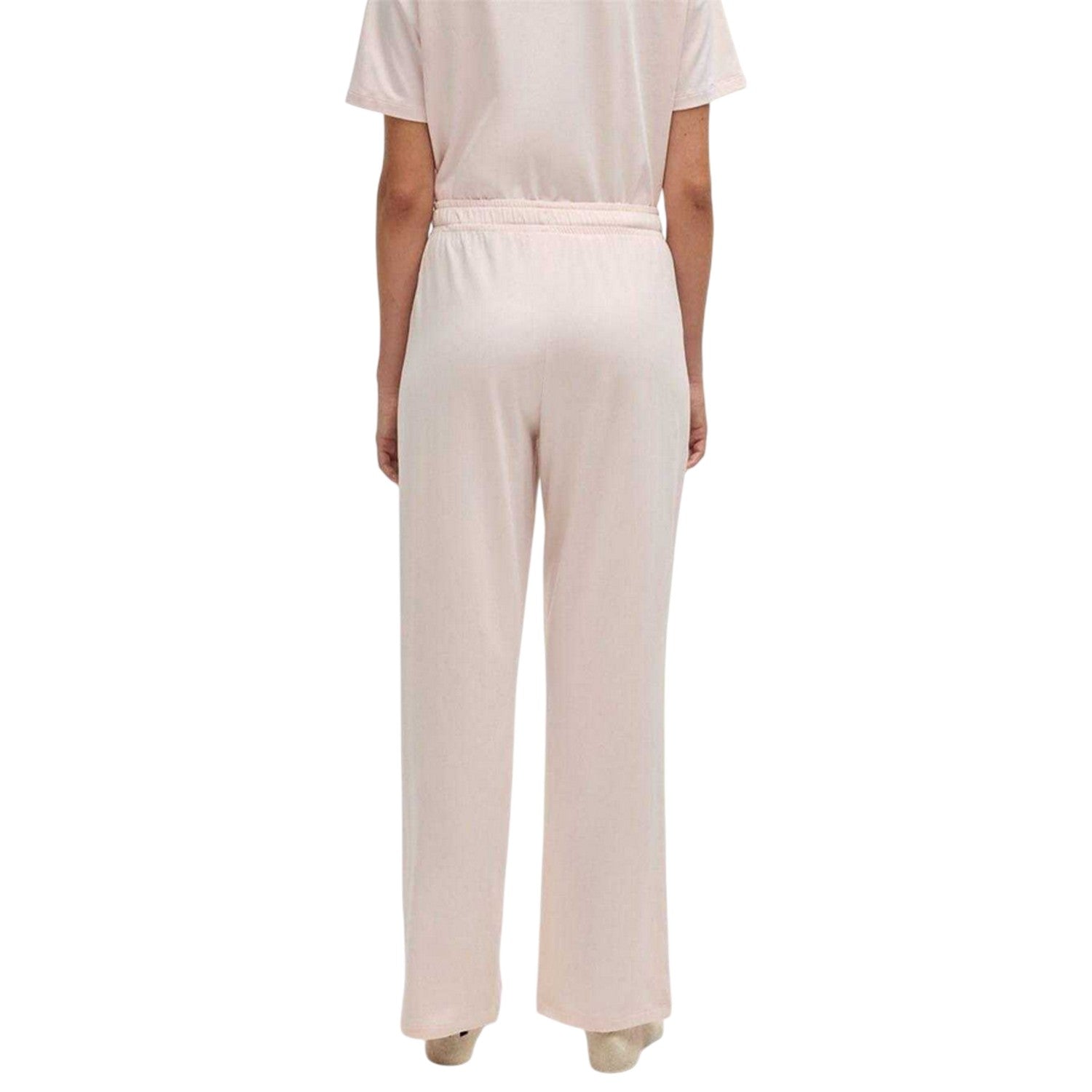 Pastel Pink - Back - Off White Womens-Ladies Striped Relaxed Fit Pyjama Bottoms