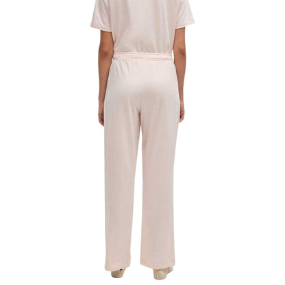 Pastel Pink - Back - Off White Womens-Ladies Striped Relaxed Fit Pyjama Bottoms
