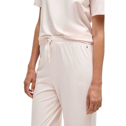 Pastel Pink - Side - Off White Womens-Ladies Striped Relaxed Fit Pyjama Bottoms