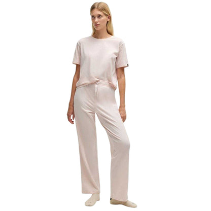 Pastel Pink - Lifestyle - Off White Womens-Ladies Striped Relaxed Fit Pyjama Bottoms