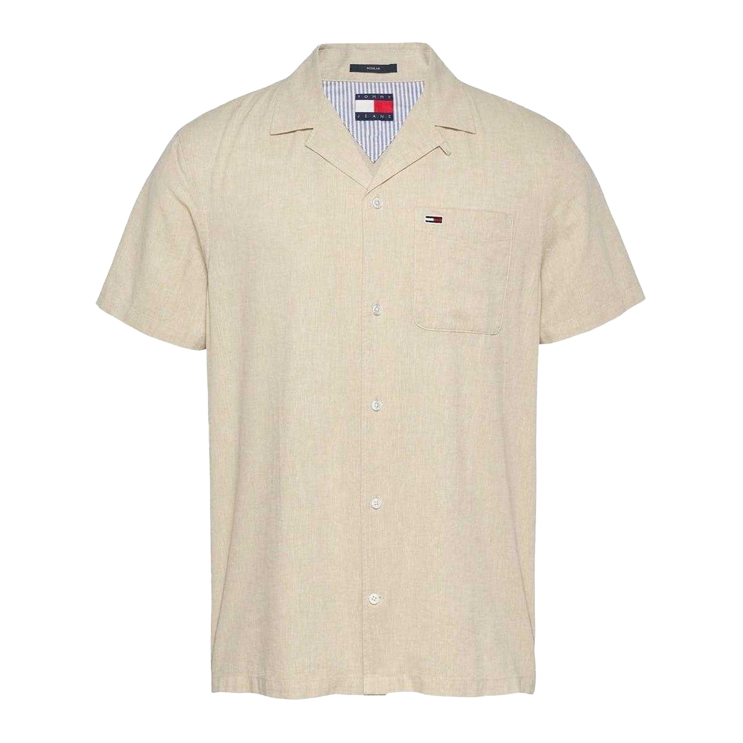 Beige - Front - Tommy Jeans Mens Logo Pocket Shirt