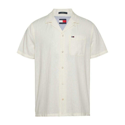 Ecru - Front - Tommy Jeans Mens Logo Pocket Shirt