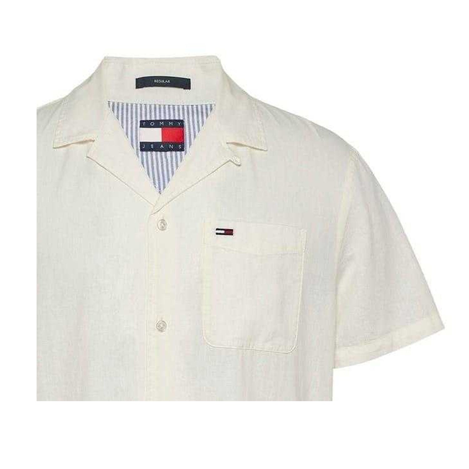 Ecru - Back - Tommy Jeans Mens Logo Pocket Shirt