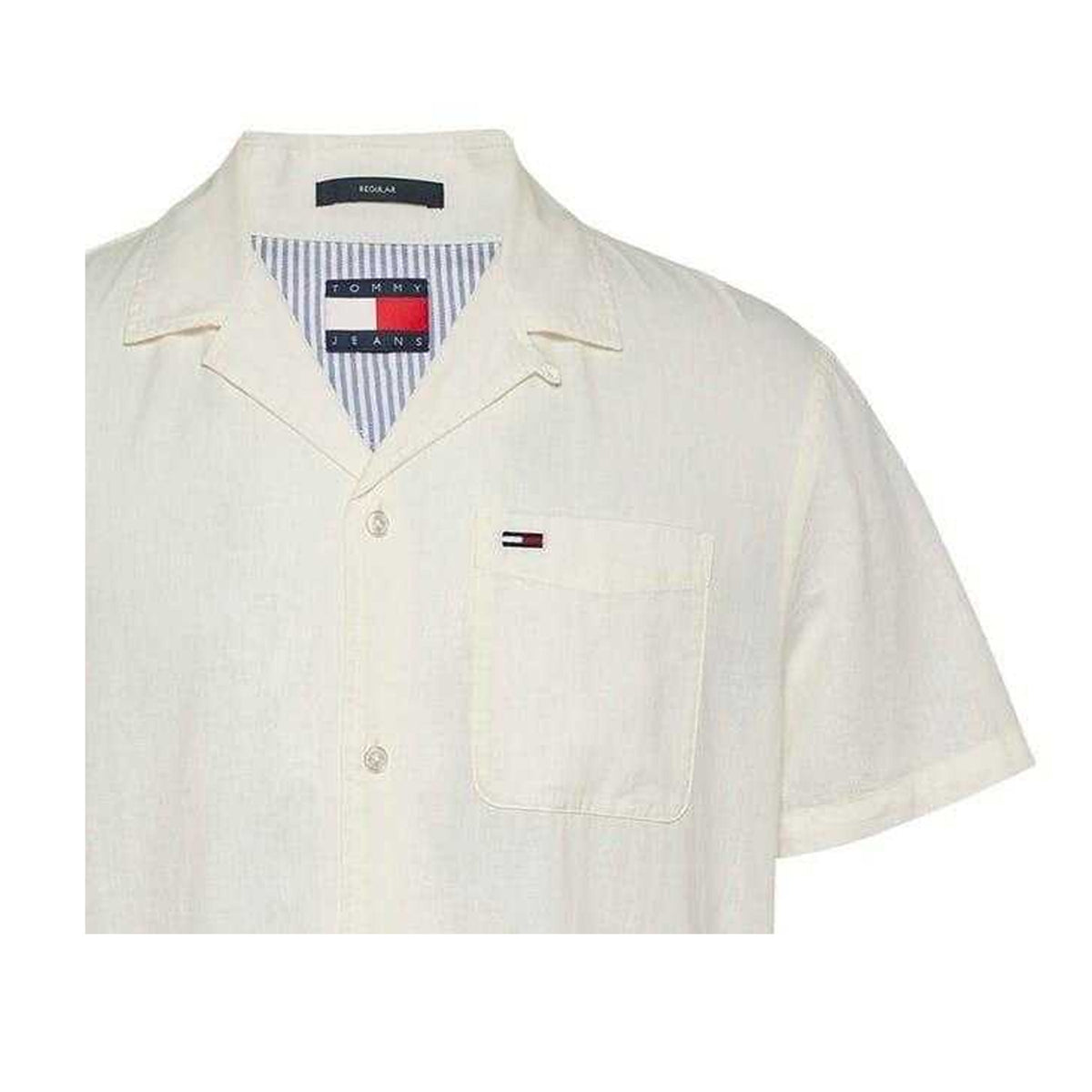 Ecru - Back - Tommy Jeans Mens Logo Pocket Shirt