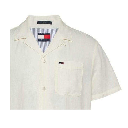 Ecru - Back - Tommy Jeans Mens Logo Pocket Shirt