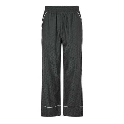 Black - Front - Fendi Womens-Ladies All Over Logo Wide Leg Pyjama Bottoms