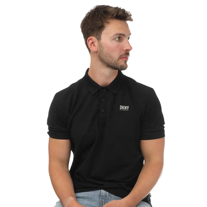 Black - Side - DKNY Unisex Adult Tonal Logo Polo Shirt