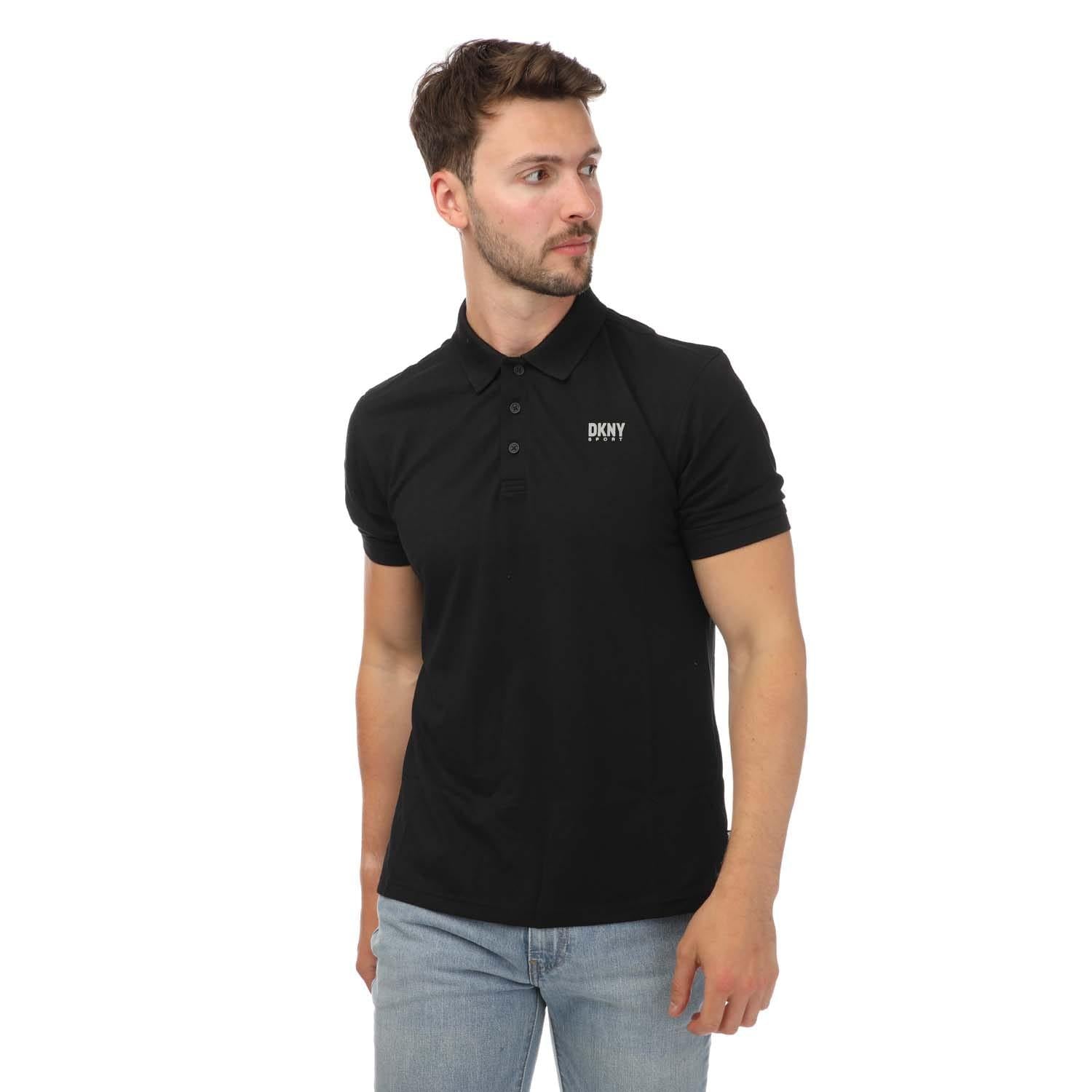 Black - Front - DKNY Unisex Adult Tonal Logo Polo Shirt