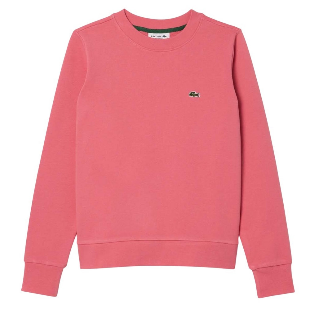 Pink - Front - Lacoste Womens-Ladies Fleece Crew Neck Relaxed Fit Sweatshirt