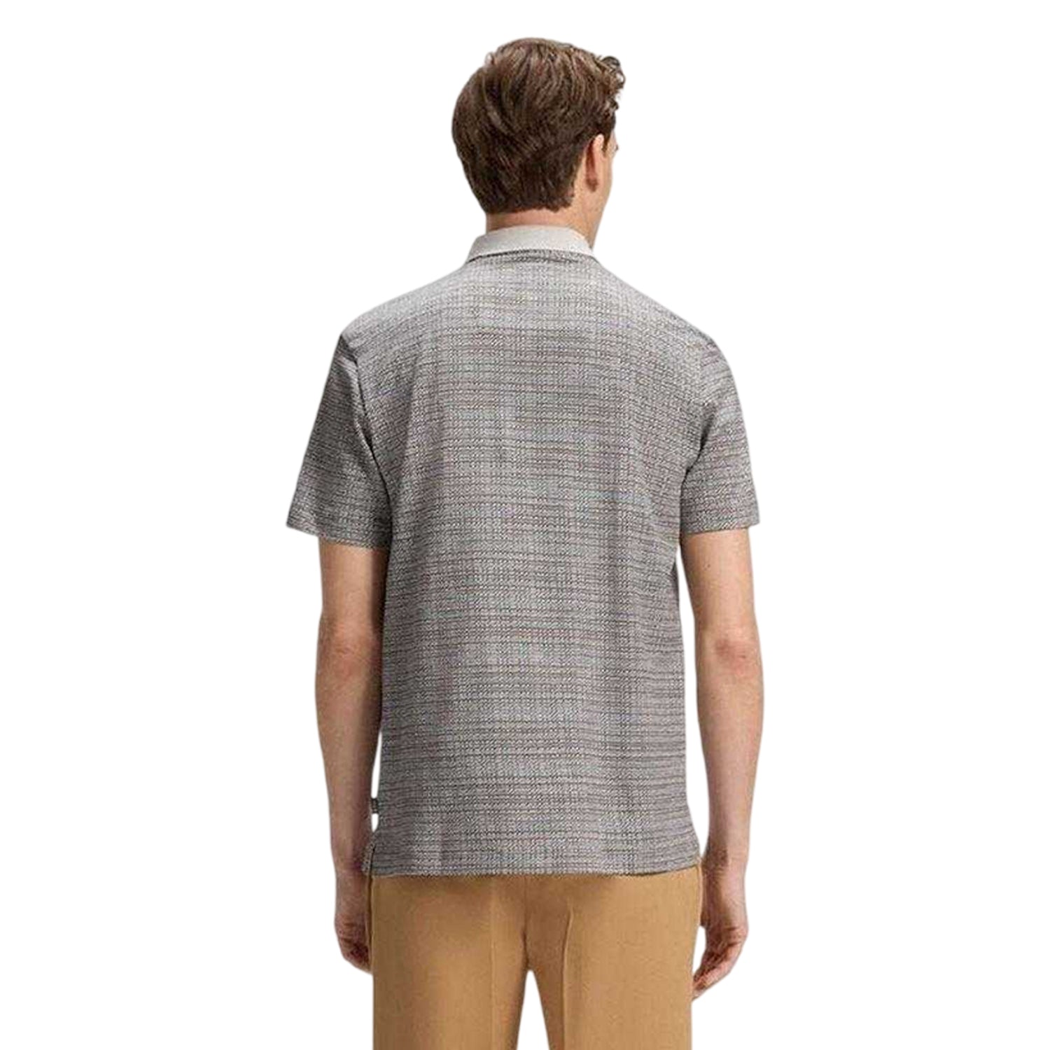 Grey-White - Back - Boss Mens H-Parris 102 Mercerised Cotton Polo Shirt