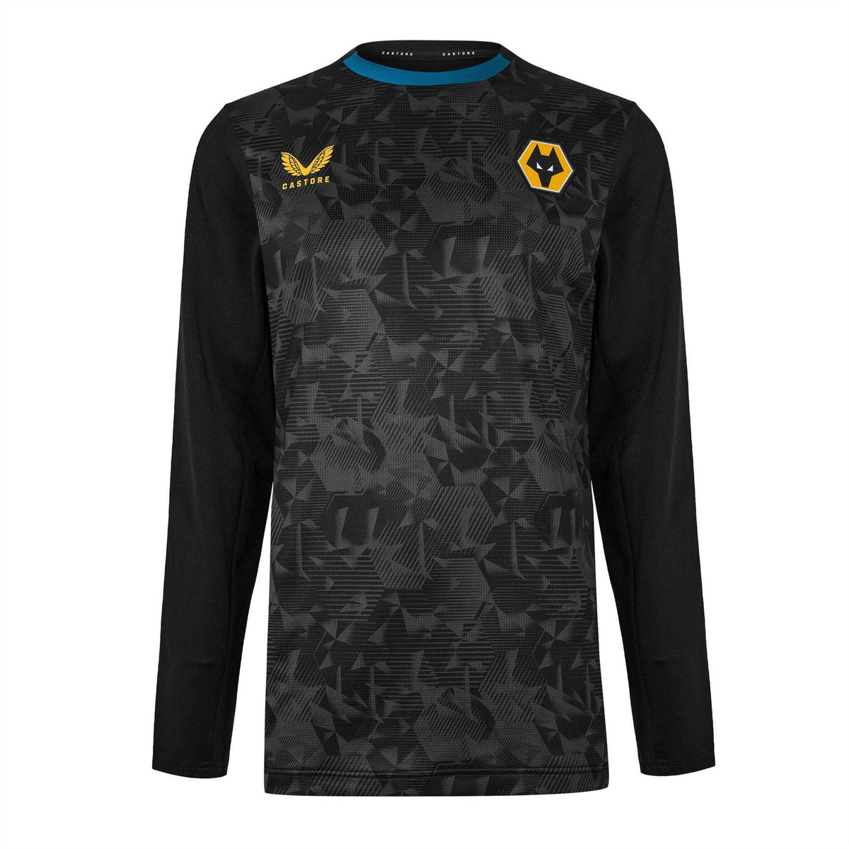 Caviar-Black Caviar - Front - Castore Mens Wolves Training Football Shirt