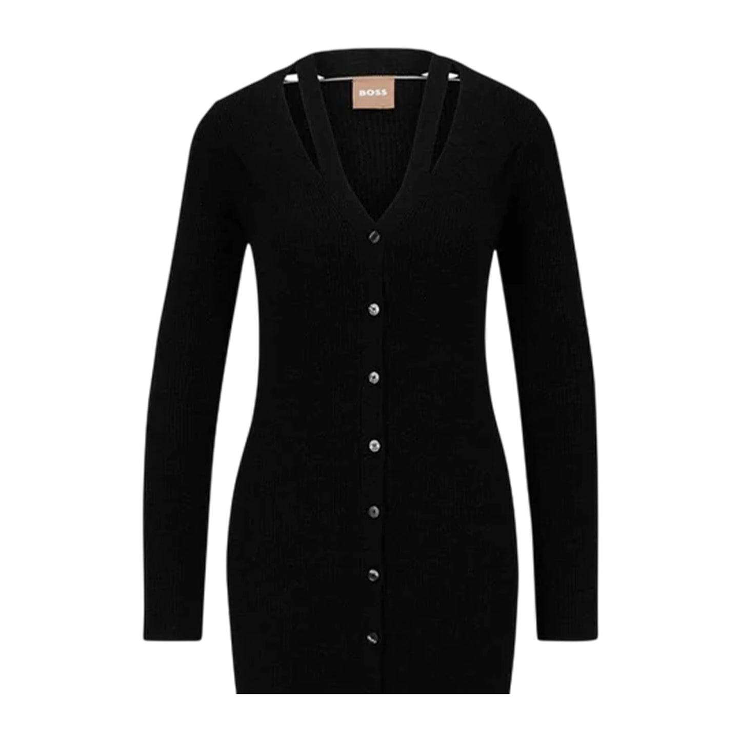 Black - Back - Boss Womens-Ladies Cotton Midi Dress