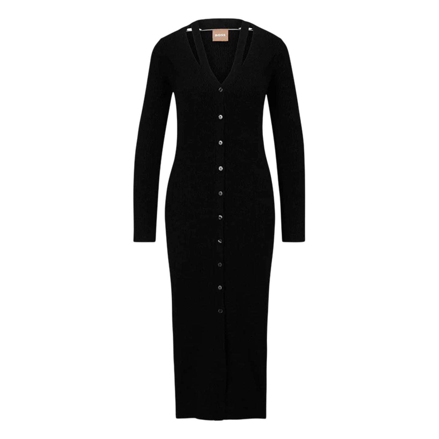 Black - Front - Boss Womens-Ladies Cotton Midi Dress