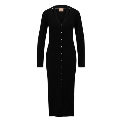 Black - Front - Boss Womens-Ladies Cotton Midi Dress