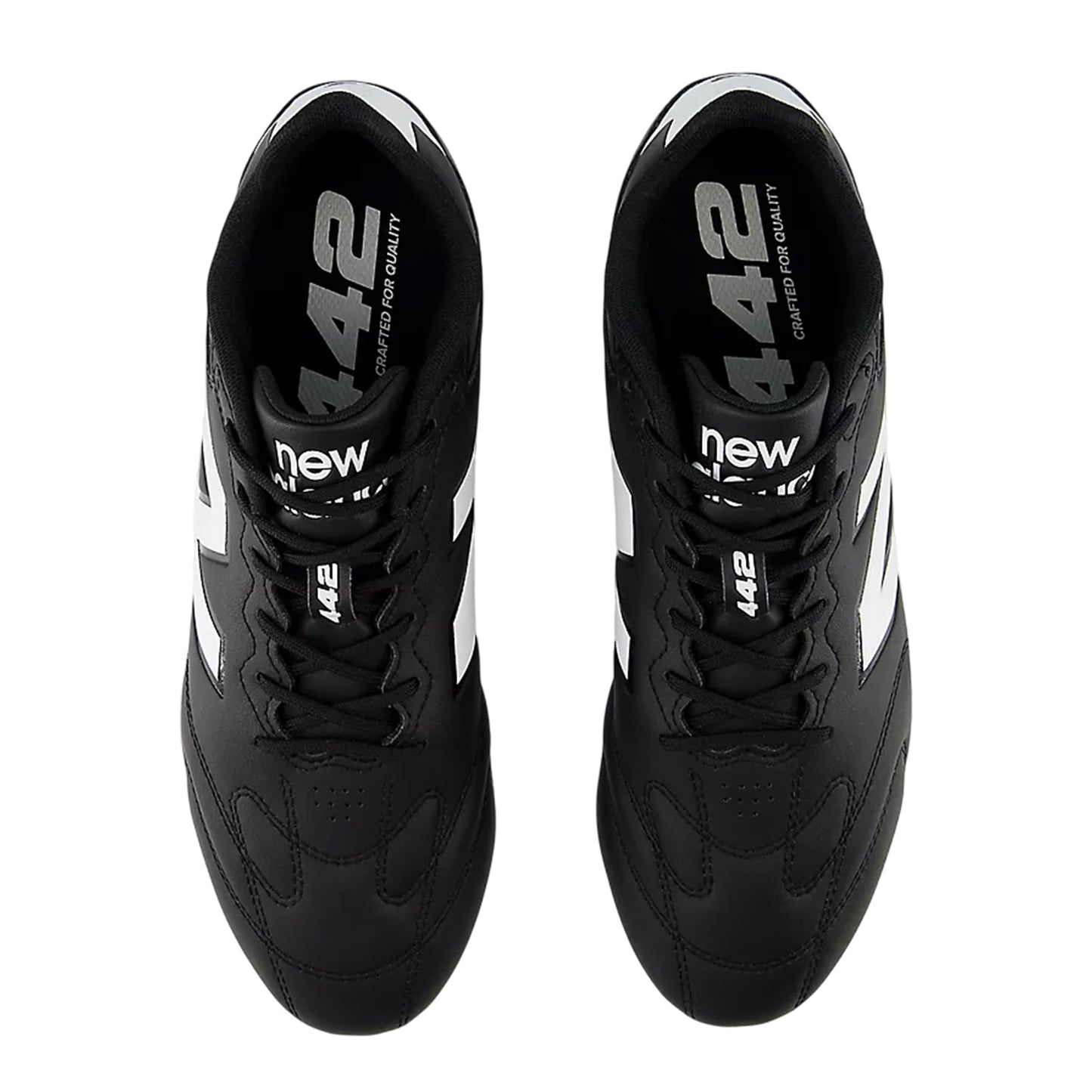 Black-White - Side - New Balance Mens 442 Elite Cleated Firm Ground Football Boots