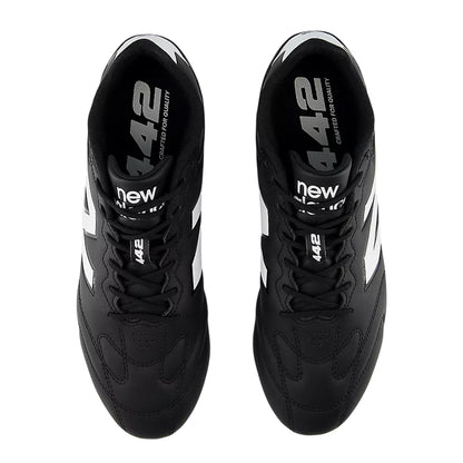 Black-White - Side - New Balance Mens 442 Elite Cleated Firm Ground Football Boots