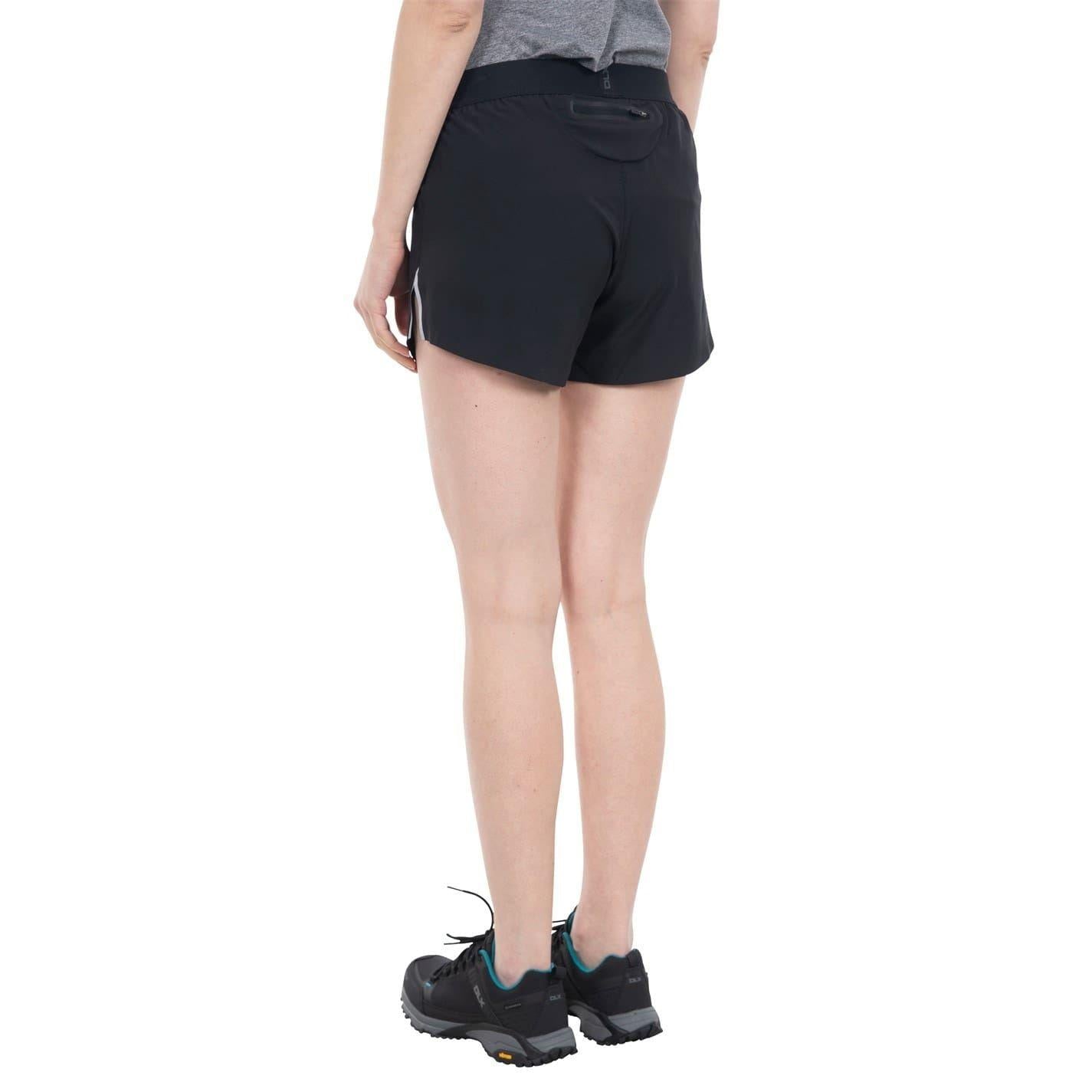 Black - Back - DLX Womens-Ladies Logo Elasticated Waist Running Shorts
