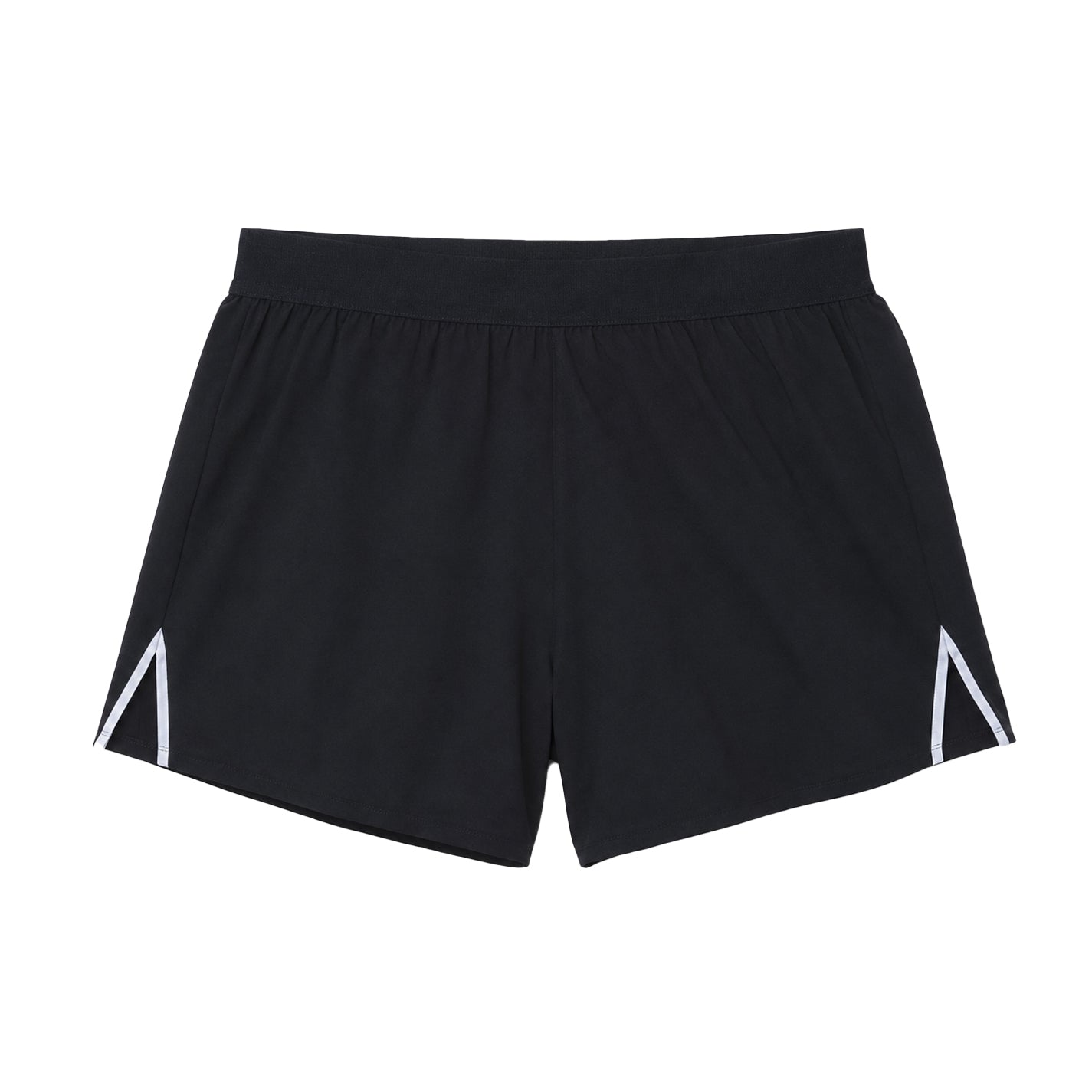 Black - Front - DLX Womens-Ladies Logo Elasticated Waist Running Shorts