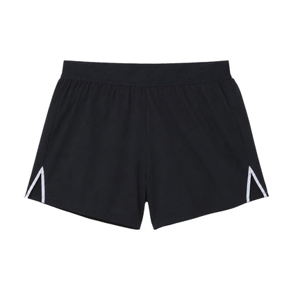 Black - Front - DLX Womens-Ladies Logo Elasticated Waist Running Shorts
