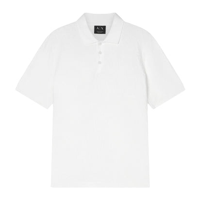 Off White - Front - Armani Exchange Mens Geometric Collared Polo Shirt