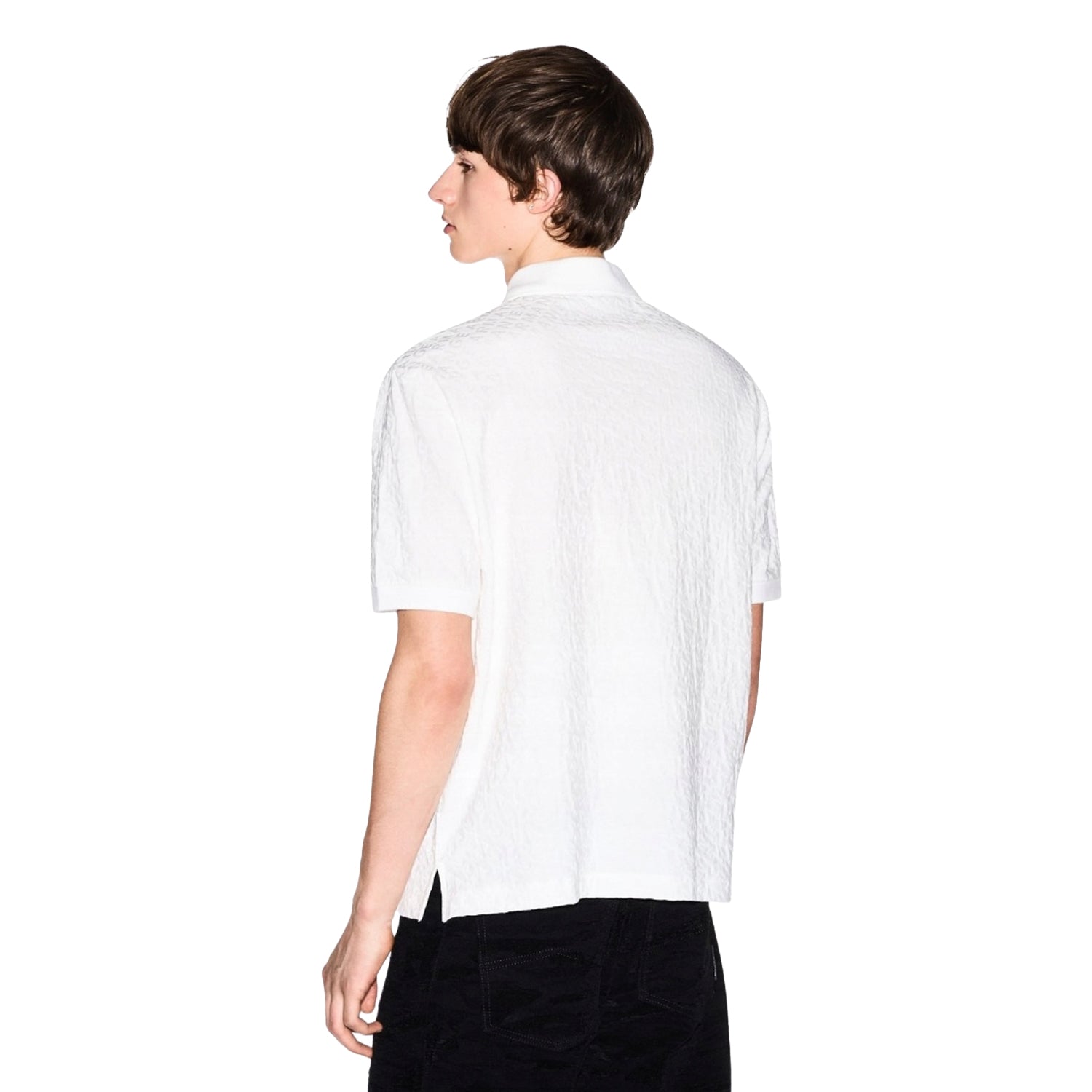 Off White - Back - Armani Exchange Mens Geometric Collared Polo Shirt