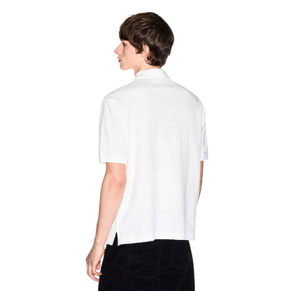 Off White - Back - Armani Exchange Mens Geometric Collared Polo Shirt