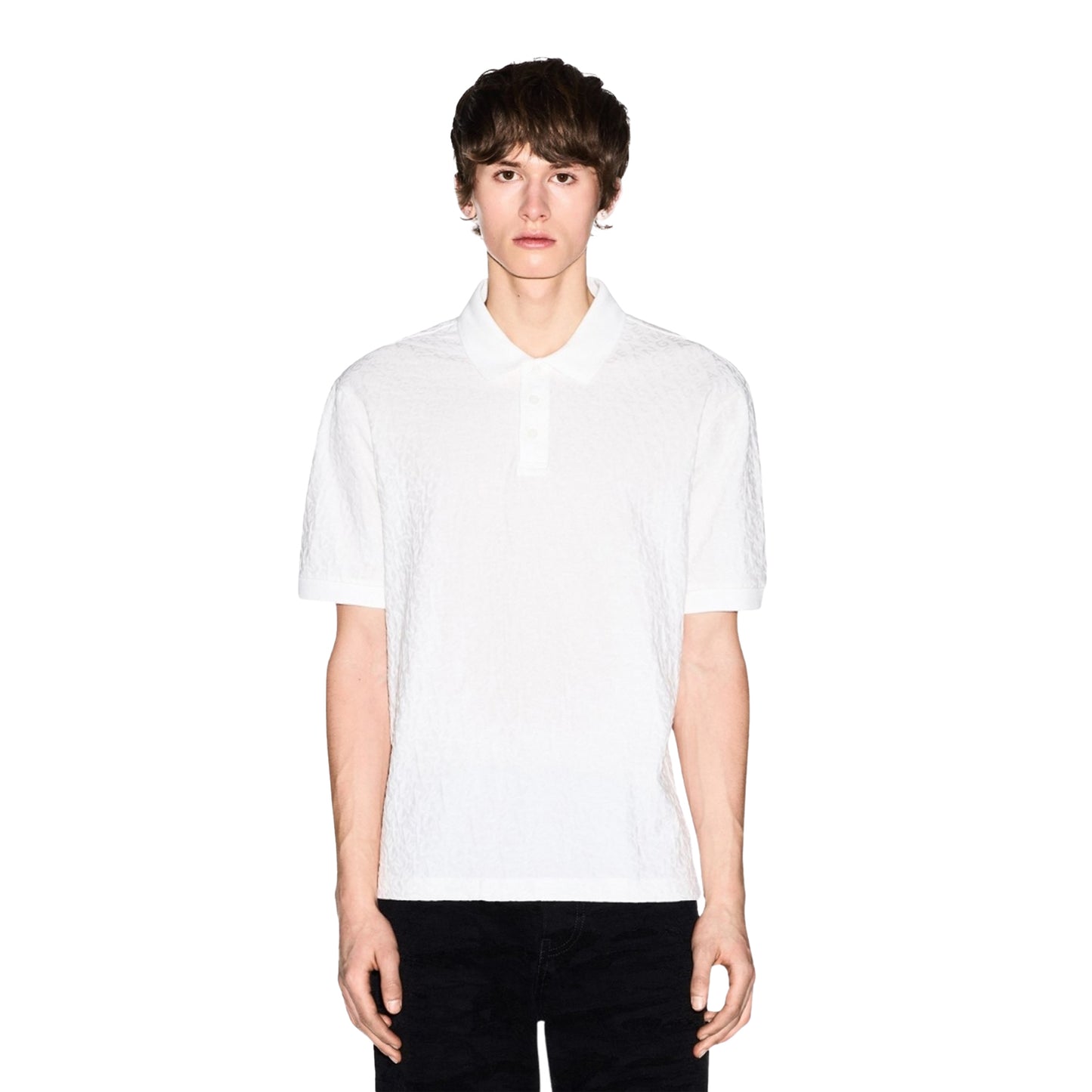 Off White - Side - Armani Exchange Mens Geometric Collared Polo Shirt