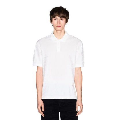 Off White - Side - Armani Exchange Mens Geometric Collared Polo Shirt
