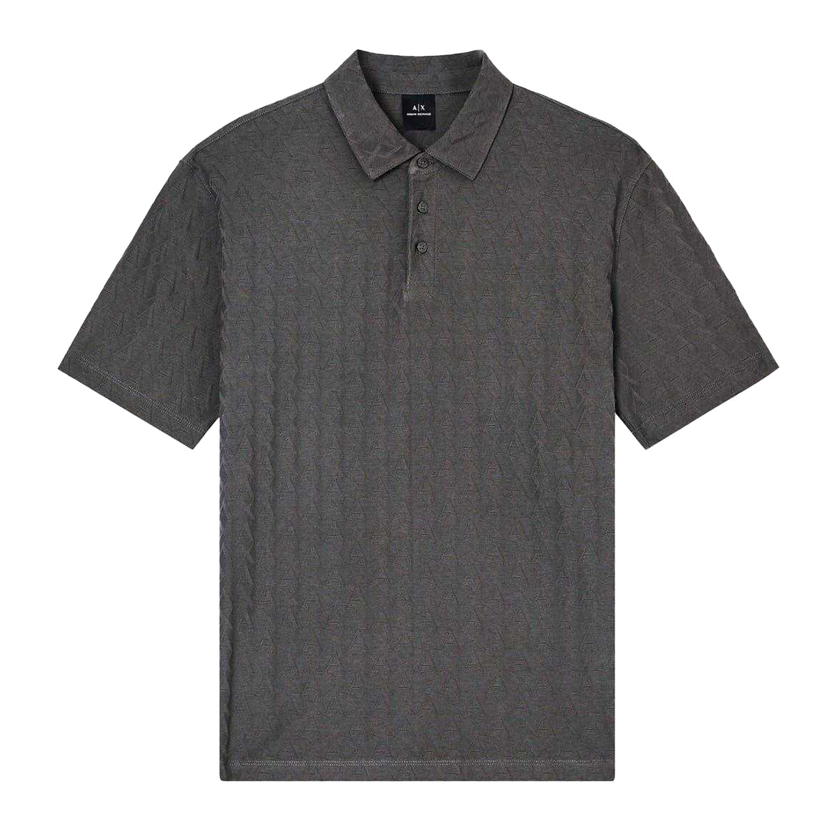 Sage - Front - Armani Exchange Mens Geometric Collared Polo Shirt