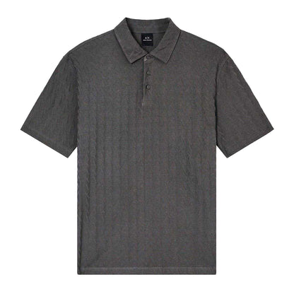 Sage - Front - Armani Exchange Mens Geometric Collared Polo Shirt