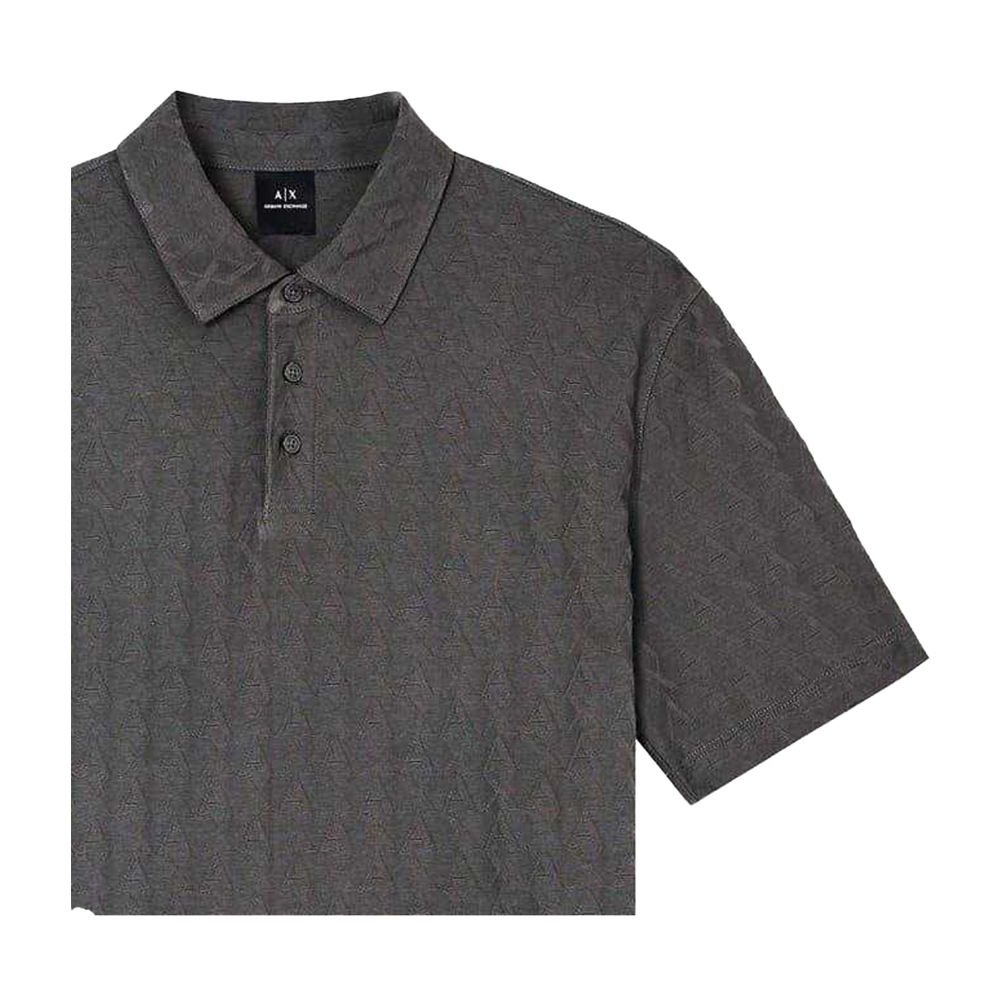 Sage - Back - Armani Exchange Mens Geometric Collared Polo Shirt
