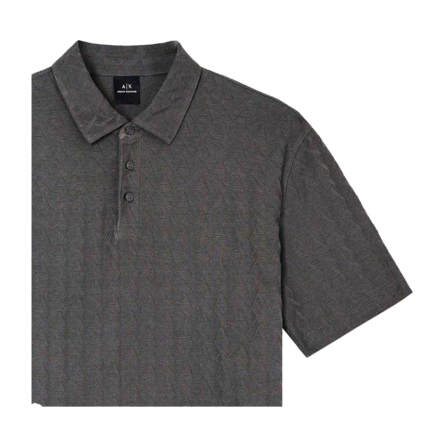 Sage - Back - Armani Exchange Mens Geometric Collared Polo Shirt