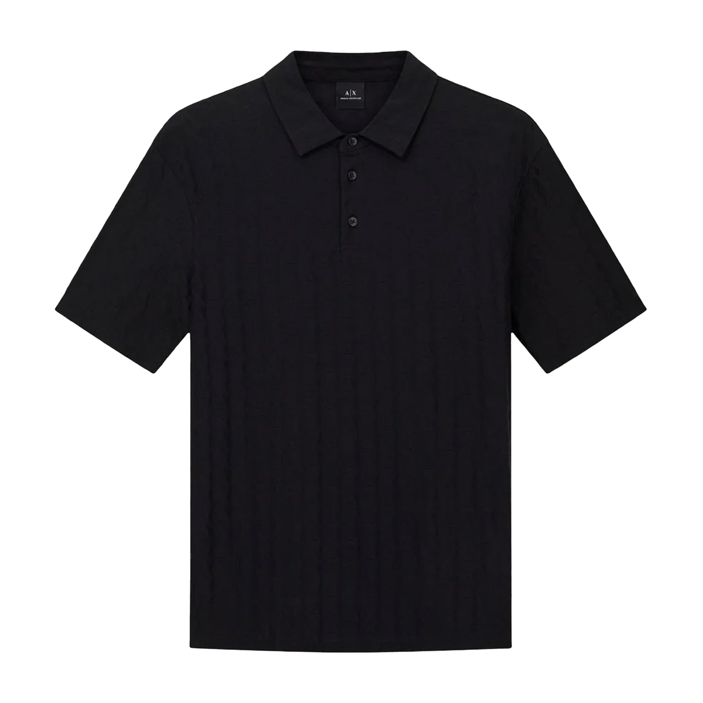 Black - Front - Armani Exchange Mens Geometric Collared Polo Shirt