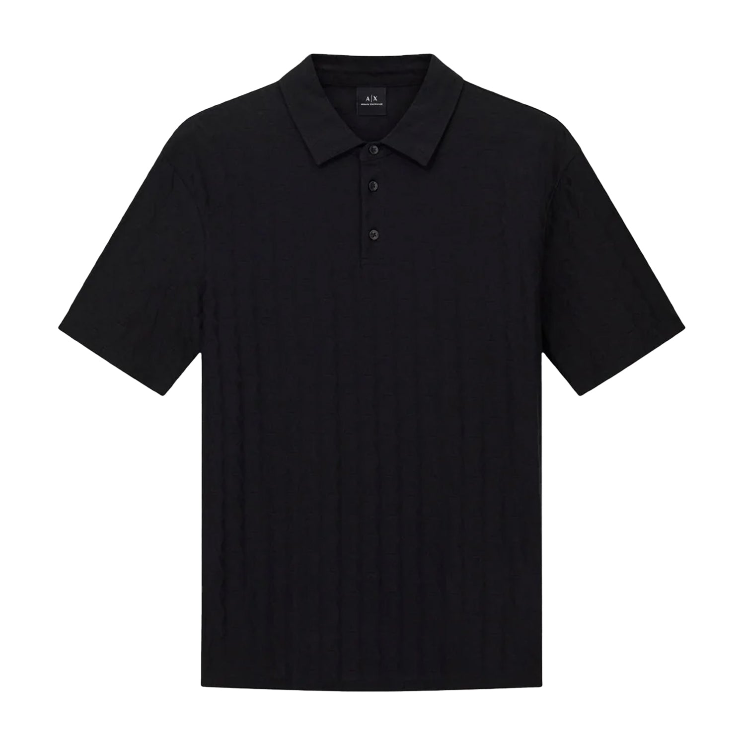 Black - Front - Armani Exchange Mens Geometric Collared Polo Shirt