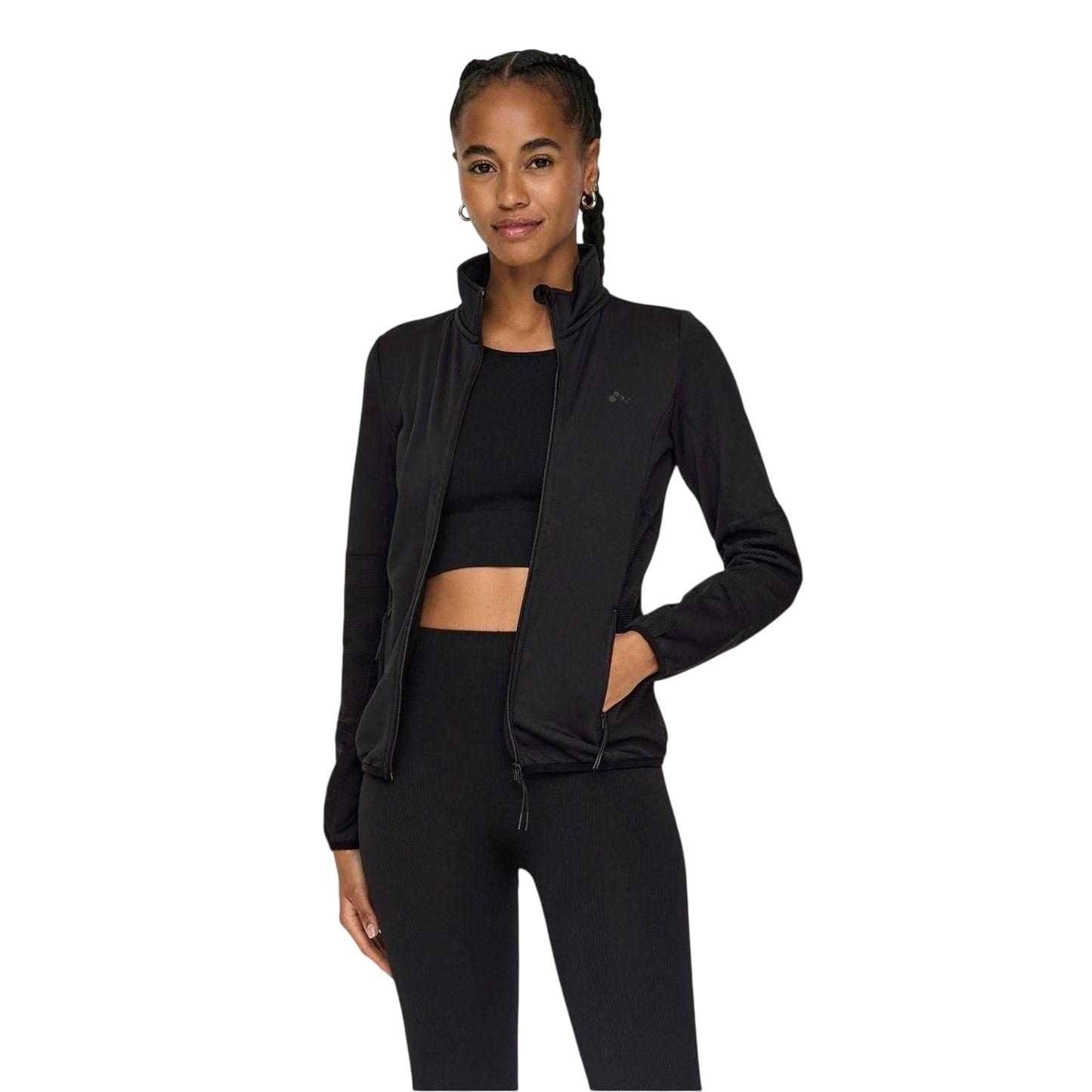 Black - Front - Only Play Womens-Ladies Ribbed Panels Soft Shell Jacket