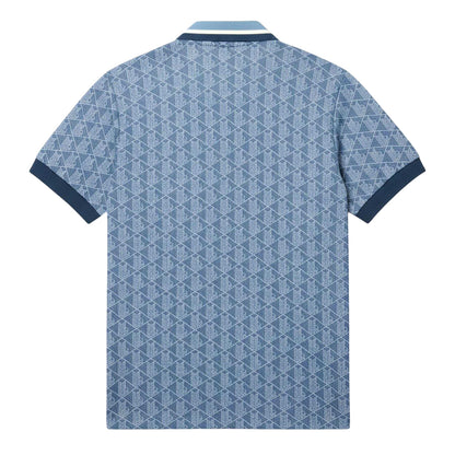 Blue - Back - Lacoste Mens Monogram Jacquard Polo Shirt