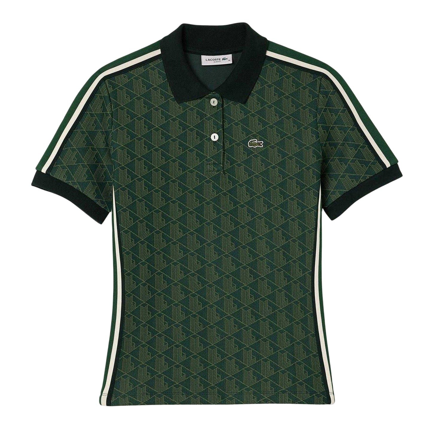 Green - Front - Lacoste Mens Monogram Jacquard Polo Shirt