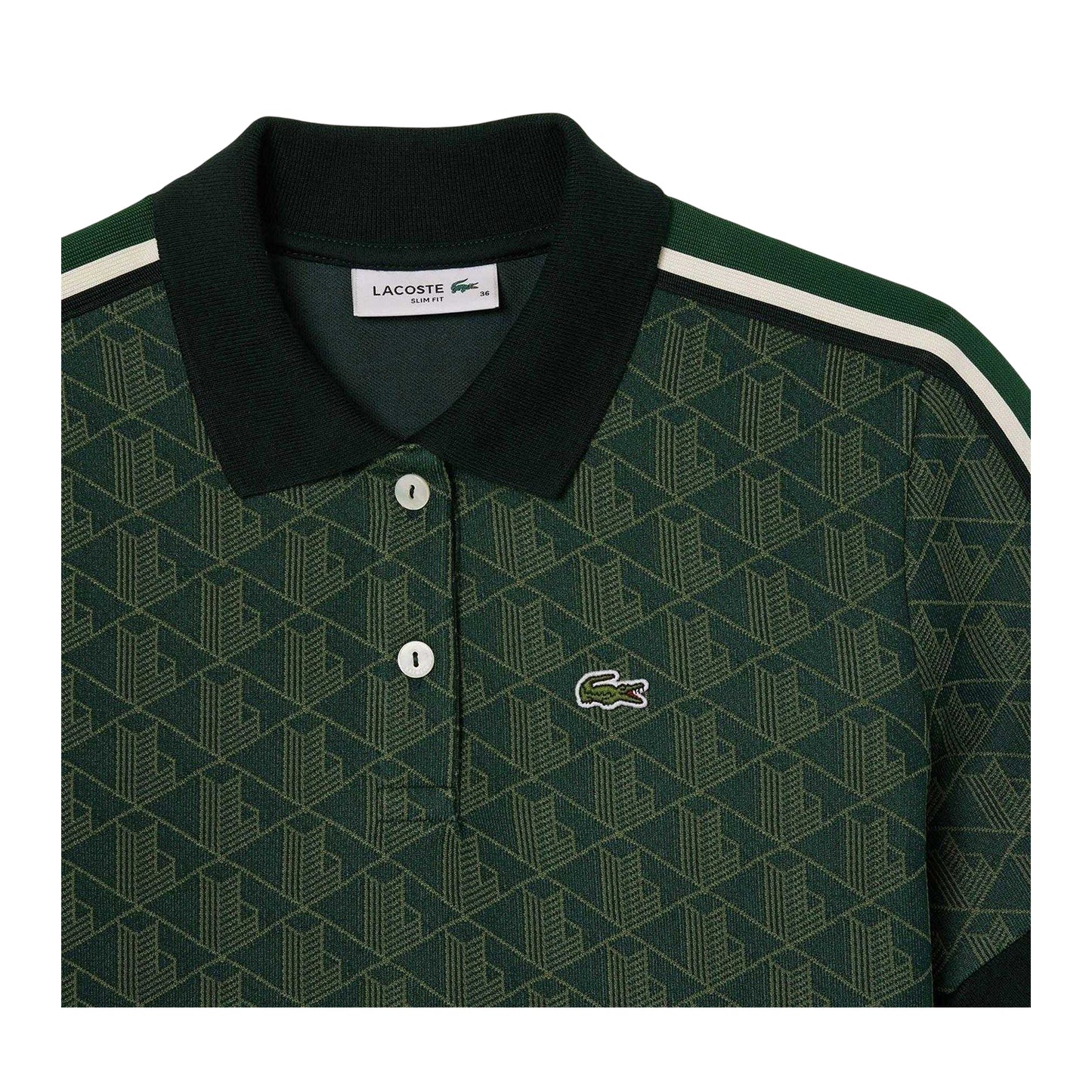 Green - Back - Lacoste Mens Monogram Jacquard Polo Shirt