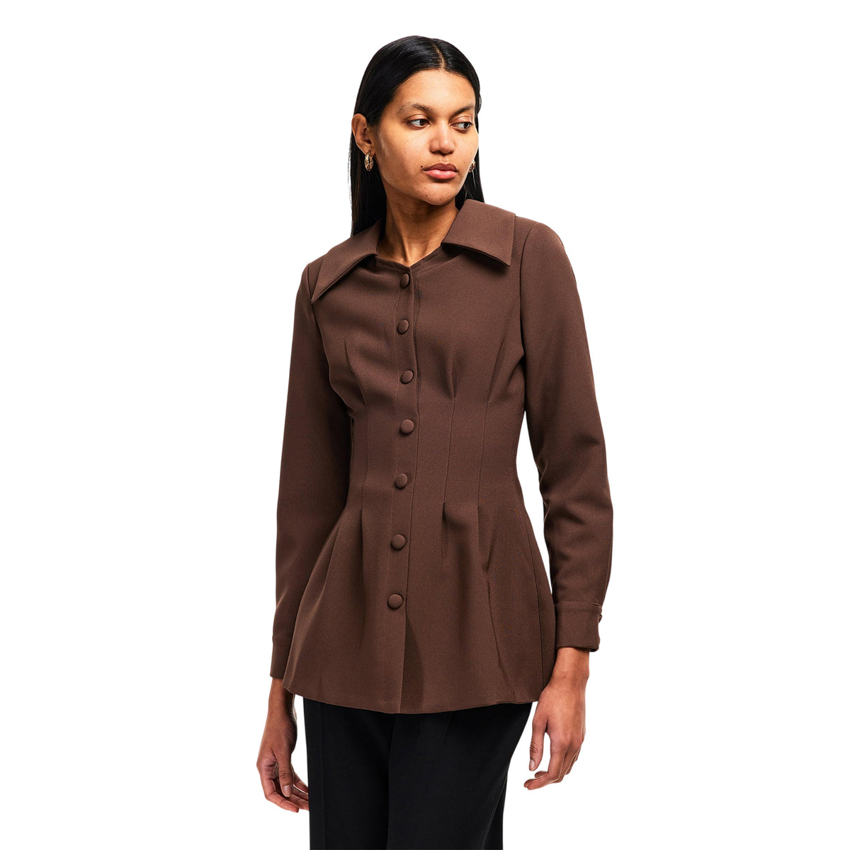 Brown Reddish - Side - Odd Muse Womens-Ladies Pleated Satin Mini Dress