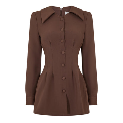Brown Reddish - Front - Odd Muse Womens-Ladies Pleated Satin Mini Dress