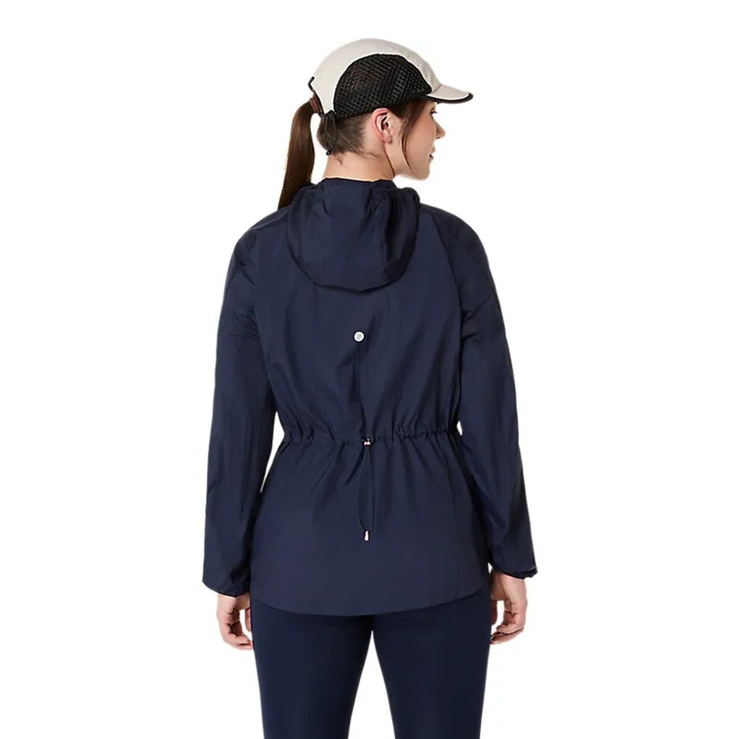 Midnight - Back - Asics Womens-Ladies Packable Running Jacket