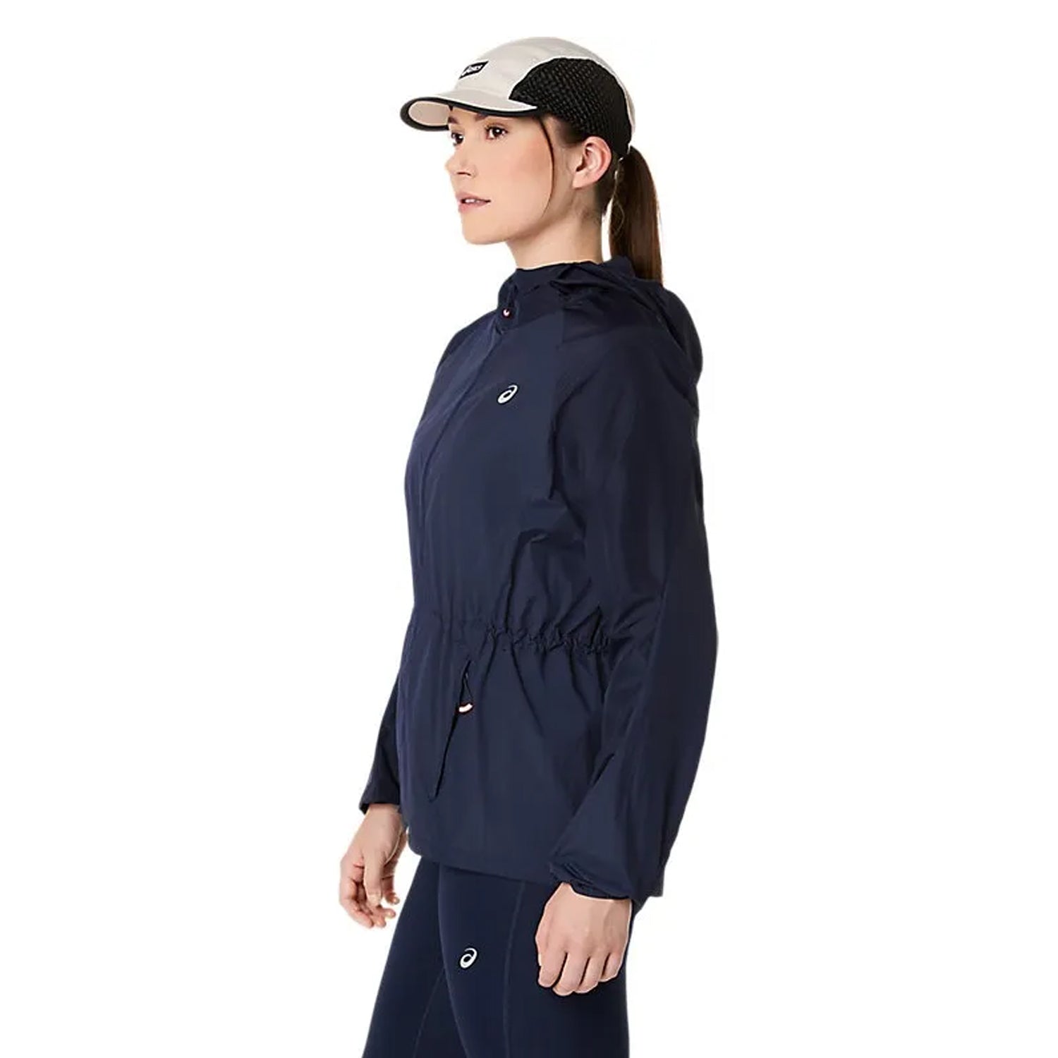 Midnight - Side - Asics Womens-Ladies Packable Running Jacket