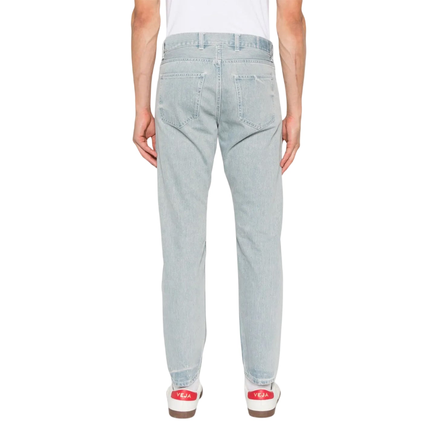 Blue-White - Back - Off White Womens-Ladies Light Wash Straight Jeans