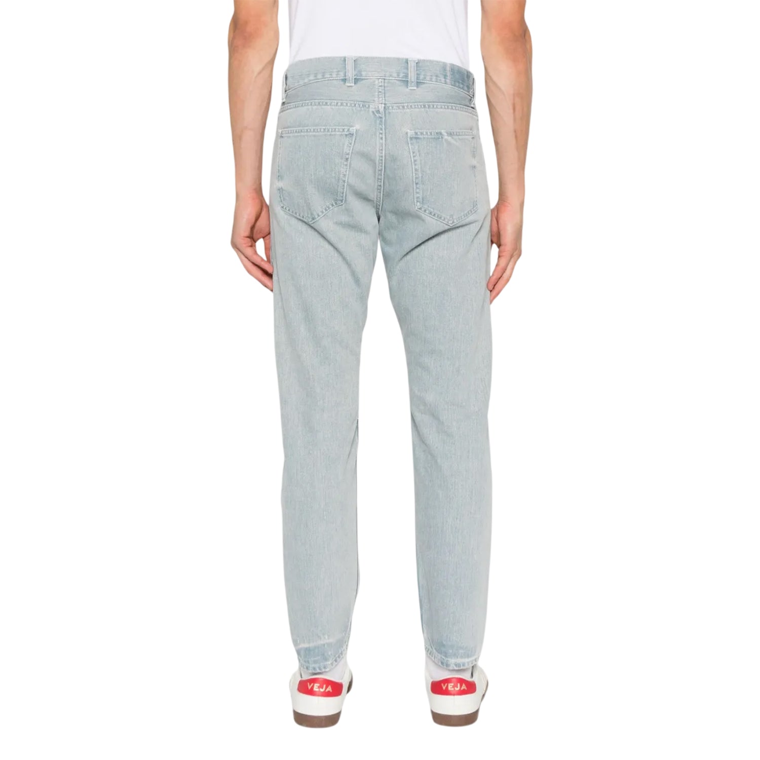 Blue-White - Back - Off White Womens-Ladies Light Wash Straight Jeans