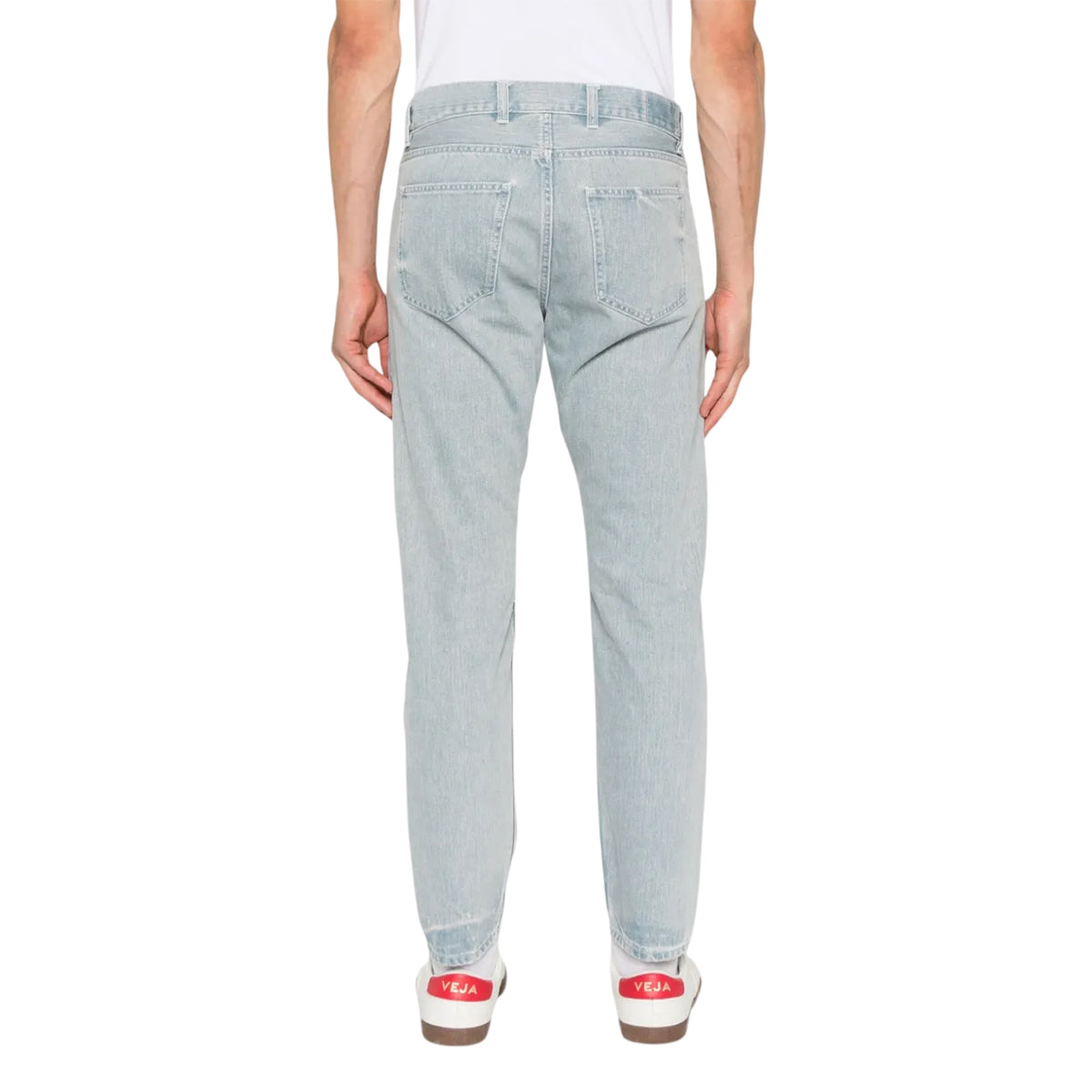 Blue-White - Back - Off White Womens-Ladies Light Wash Straight Jeans